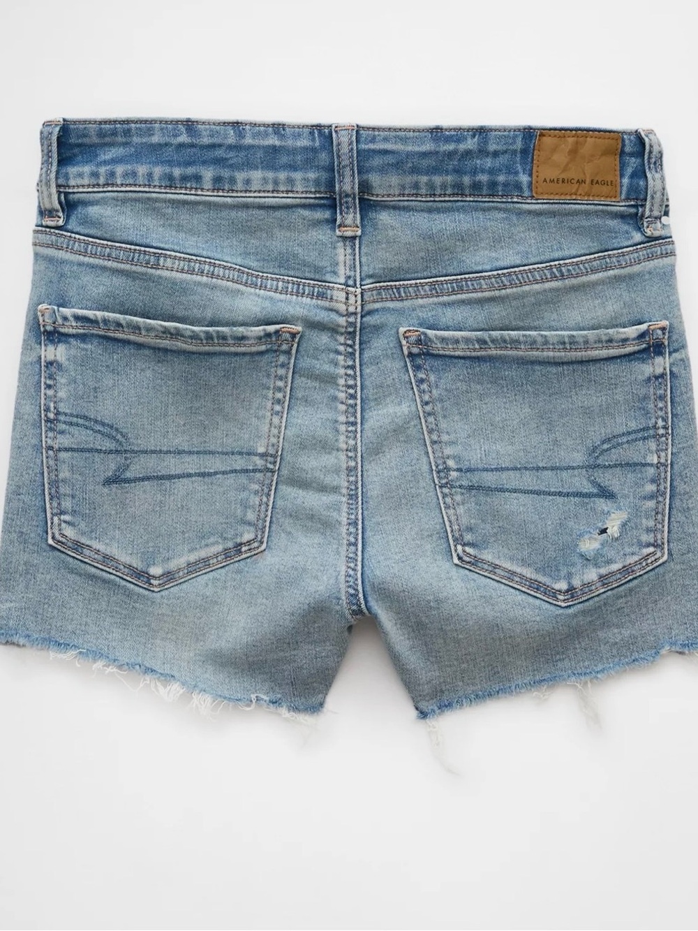 American Eagle Next Level Stretch High Waist Light Wash Denim Cutoff Shorts - Picture 5 of 6